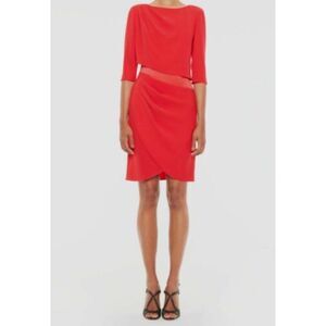 ARMANI Womens Long Sleeve Jewel Neck Above The Knee Wear To Work Sheath Dress